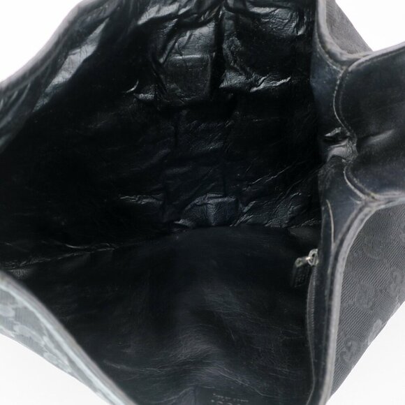 Gucci Vintage Jackie O Black GG Web Canvas Leather Handbag Purse - Picture 6 of 8